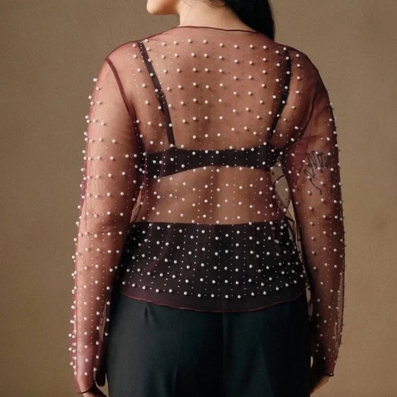 ♥️ PLUS Sheer Embellished Top ♥️ - Picture 4 of 6